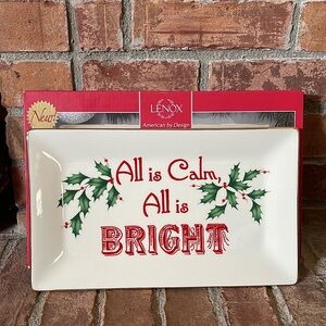 NIB Lenox Home For The Holidays All Is Calm All Is Bright Tray